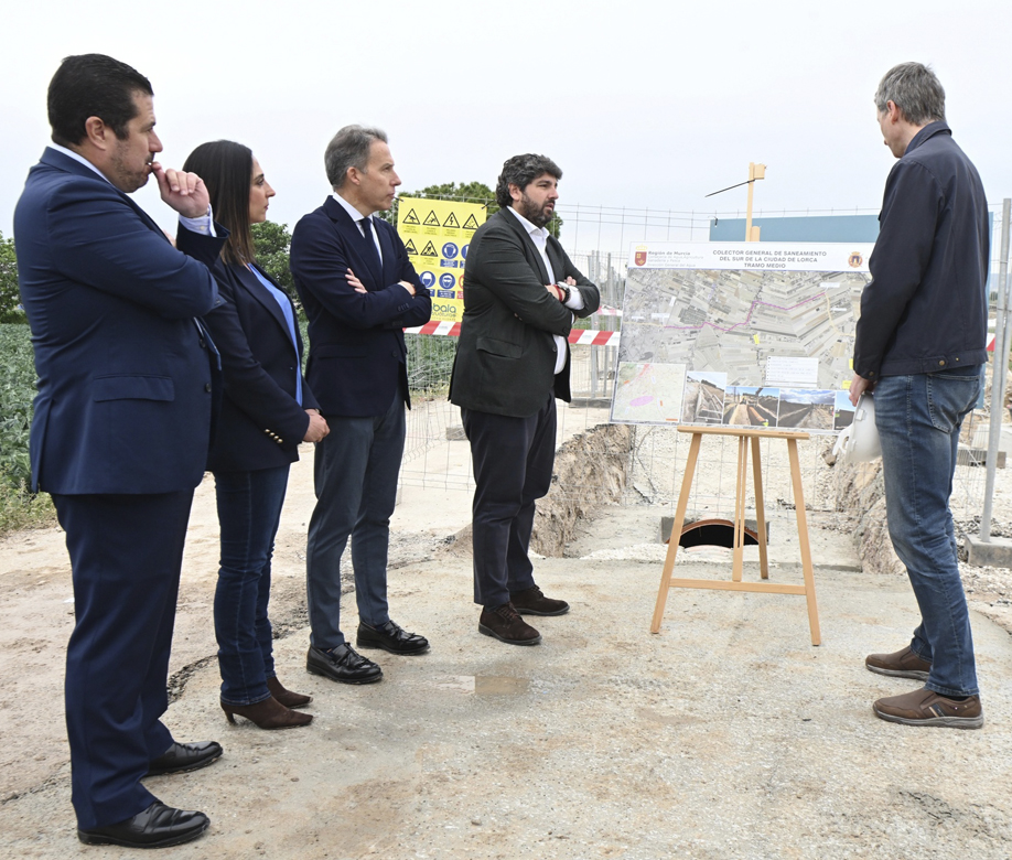 Avanzan las obras del colector de saneamiento sur de Lorca, una infraestructura clave impulsada por la Región de Murcia