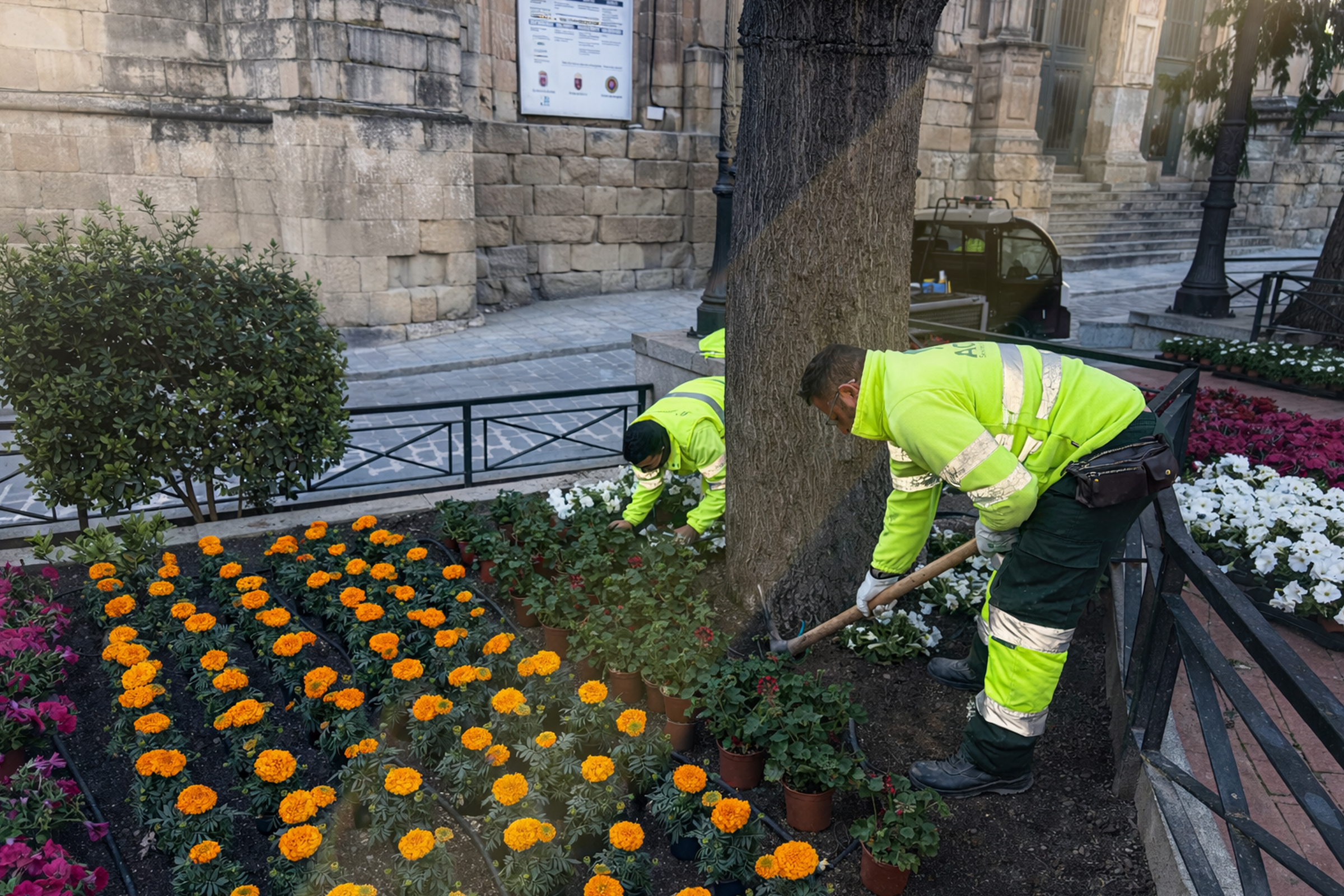 Yecla se viste de primavera con una espectacular cobertura de flores en la plaza de España Yecla se viste de primavera con una espectacular cobertura de flores en la plaza de España
